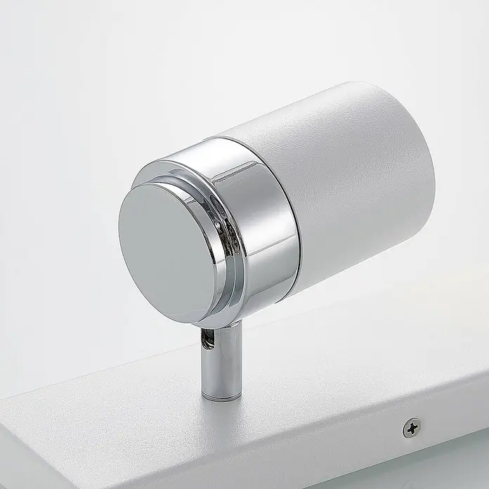 Lindby Deckenstrahler Kardo - L x B x H: 60 x 10 x 10,5 cm, weiß / opal, weiß / opal, GU10 - Zylindrischer Strahler in mattweiß mit glänzenden Chromdetails, auf passender rechteckiger Basis montiert.