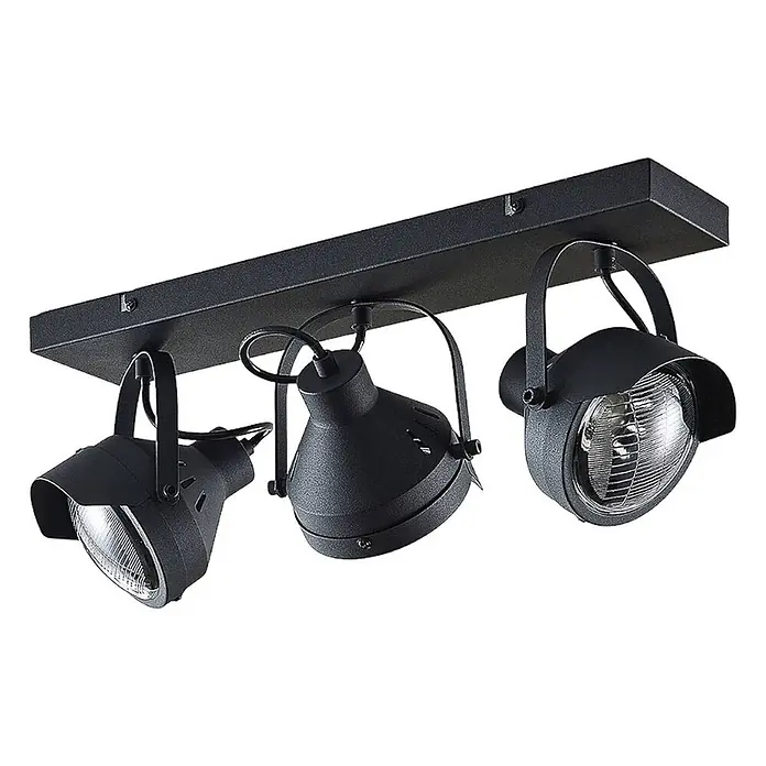 Lindby Deckenstrahler Henega - L x B x H: 52 x 15 x 21,5 cm, schwarz, schwarz, GU10 - Schwarze Metall-Schienenleuchte mit drei verstellbaren Strahlern.