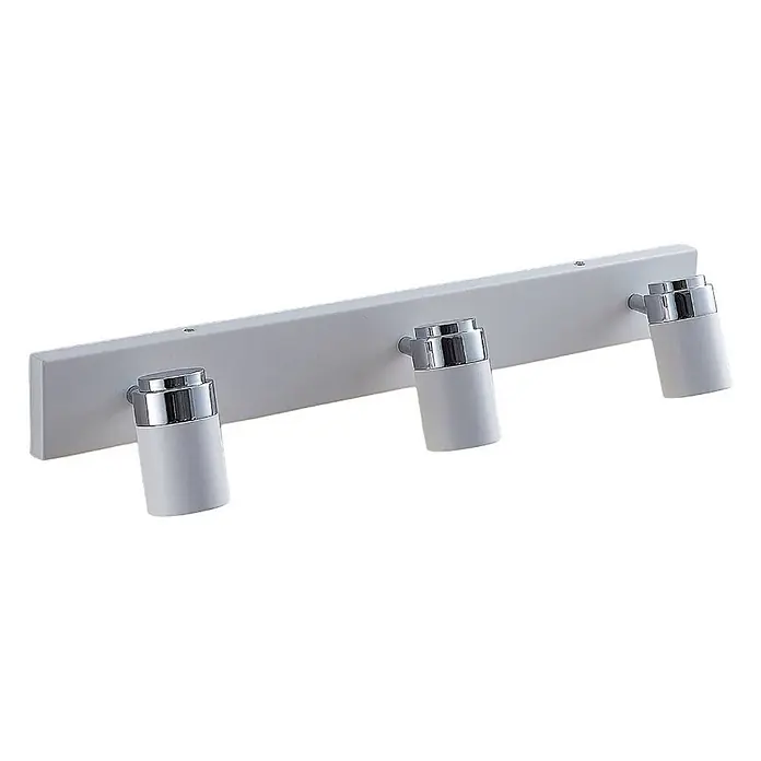 Lindby Deckenstrahler Kardo - L x B x H: 60 x 10 x 10,5 cm, weiß / opal, weiß / opal, GU10 - Weiße LED-Strahlerleiste mit drei verstellbaren Spots, verchromten Akzenten und weißen zylindrischen Körpern.