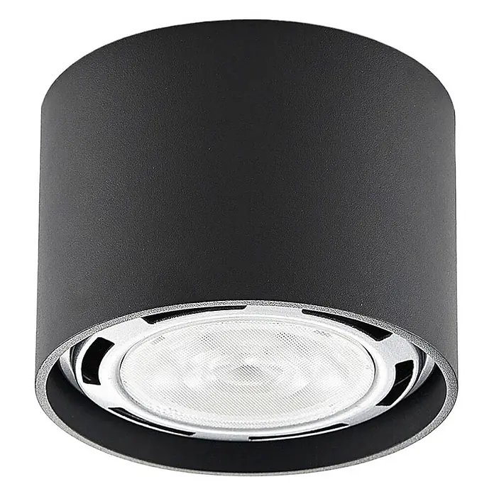 Arcchio Deckenstrahler Mabel - alu / grau / zink, alu / grau / zink, GU10 - Schwarze zylindrische Deckenleuchte mit silbernem Innenring und integrierter LED-Birne.