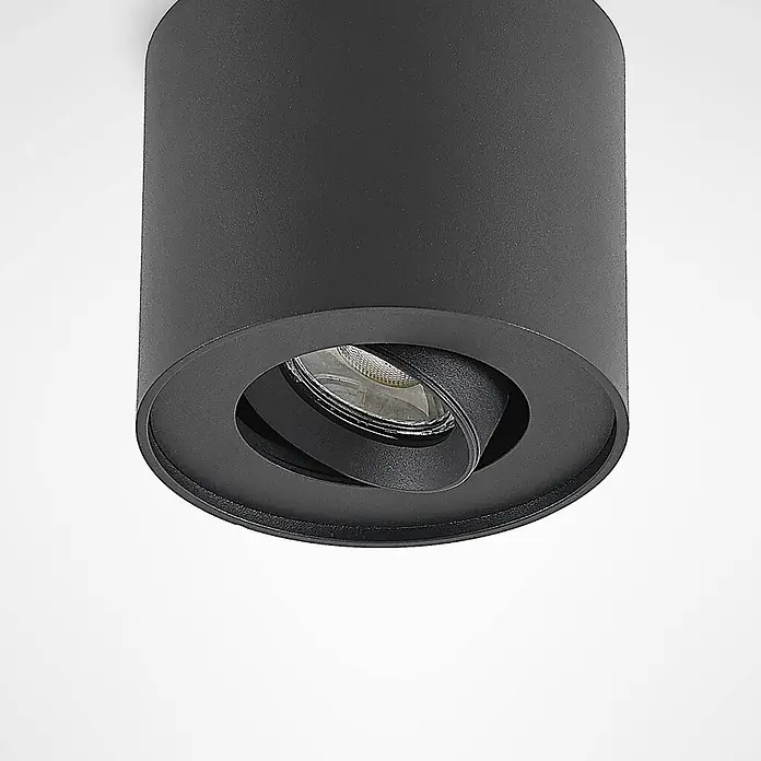 Arcchio Deckenstrahler Walisa - schwarz, schwarz, GU10 - Schwarzer zylindrischer Aufbau-Strahler mit verstellbarem Innenlicht.