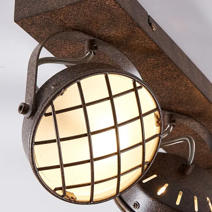 Lindby Deckenstrahler Tamin - L x B x H: 48 x 13 x 18 cm, braun / rost, braun / rost, G9 - Deckenstrahler aus patiniertem Bronze mit Schutzgitter und Federdetails.