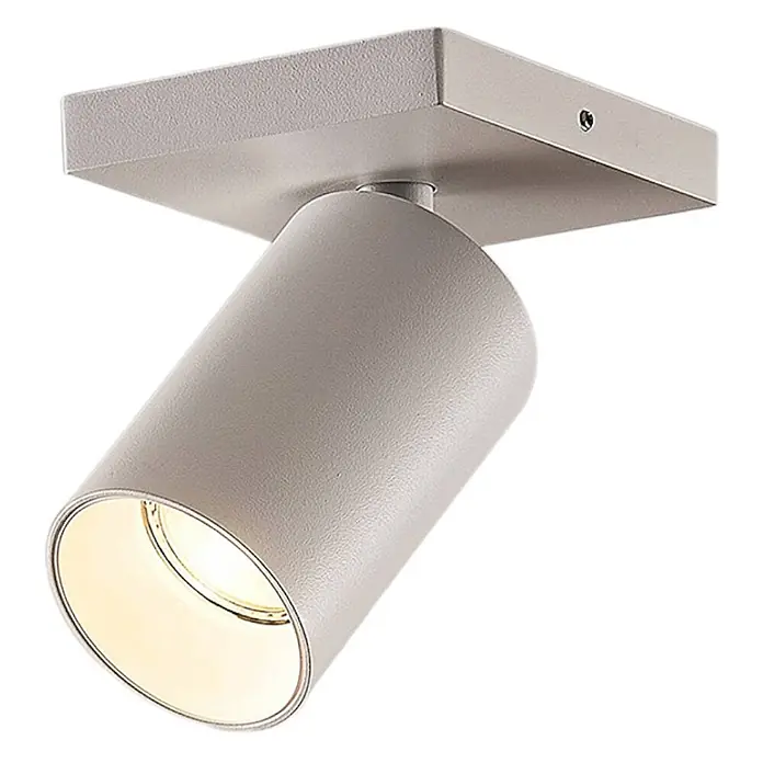 Arcchio Deckenstrahler Brinja - L x B x H: 12,5 x 11 x 9 cm, weiß / opal, weiß / opal, GU10 - Verstellbarer matter silberner Zylinderstrahler auf quadratischem Sockel, strahlt warmweißes Licht aus.