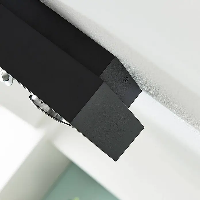 Arcchio Deckenstrahler Vince - L x B x H: 25 x 14 x 8,5 cm, schwarz, schwarz, GU10 - Schwarze rechteckige Deckenleuchte mit metallischen Akzenten.