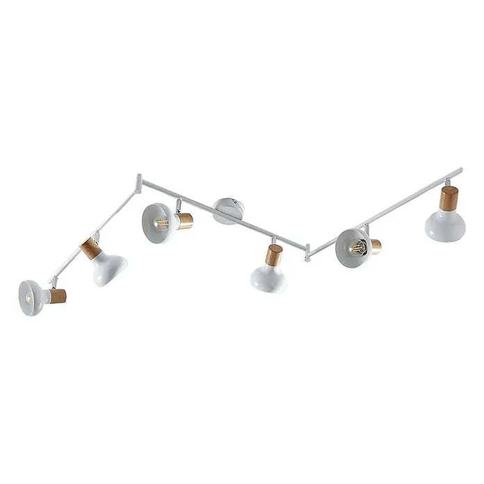Lindby Deckenstrahler Fridolin - L x B x H: 160 x 10 x 21,5 cm, weiß / opal, weiß / opal, E14 - Weißes Schienensystem mit verstellbaren Strahlern und Holzdetails.