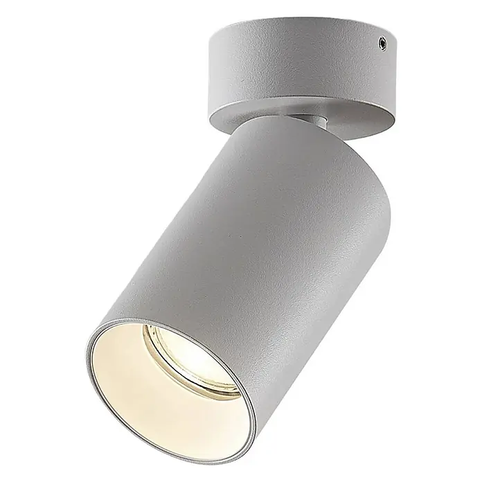 Arcchio Deckenstrahler Brinja - L x B x H: 6 x 6 x 13,2 cm, weiß / opal, weiß / opal, GU10 - Verstellbarer grauer zylindrischer Deckenstrahler mit warmem Licht.