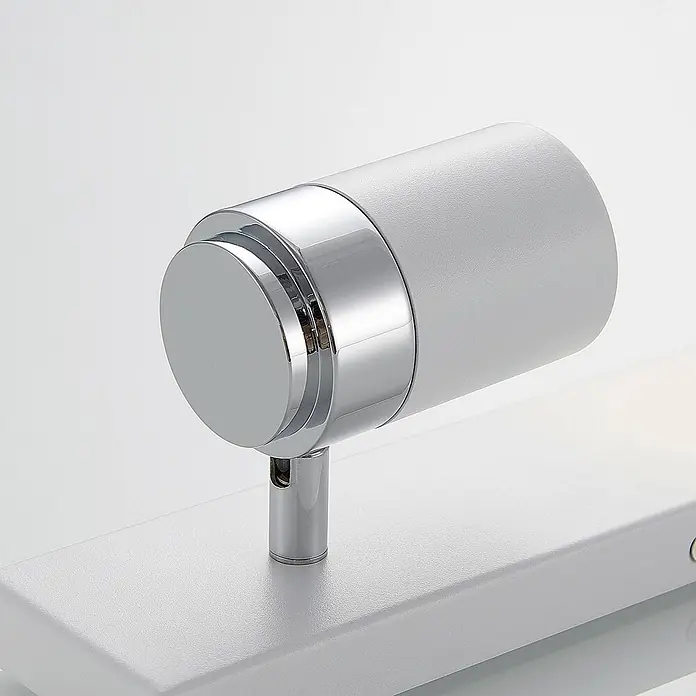 Lindby Deckenstrahler Kardo - L x B x H: 80 x 10 x 10,5 cm, weiß / opal, weiß / opal, GU10 - Wandmontierter, weißer zylindrischer Strahler mit Chromakzenten auf rechteckigem Sockel.