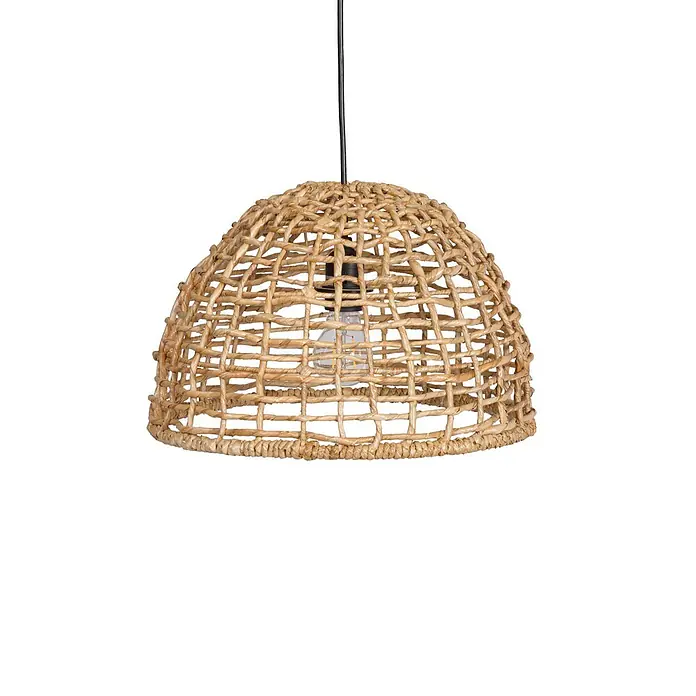 PR Home Pendelleuchte 37cm Outdoor - 40 W, E27 - Pendelleuchtenschirm aus geflochtenen Naturfasern mit sichtbarer Glühbirne.