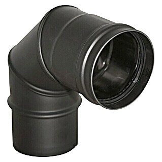 Codo para tubos de pellets (Diámetro: 80 mm, Ángulo del arco: 90 °, Recubrimiento en polvo, Negro)