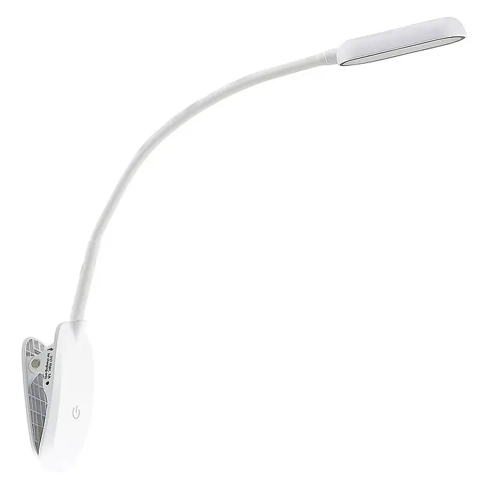 Prios Klemmleuchte Najari - Farbe Gehäuse: weiß / opal - Weiße flexible Schwanenhals LED Klemmleuchte mit Netzschalter.