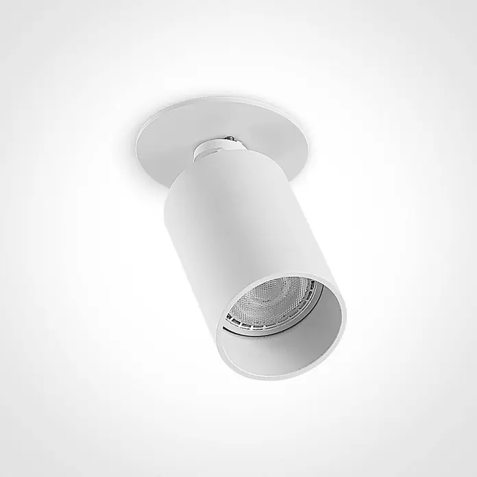 Arcchio Einbauleuchte Davin - weiß / opal, weiß / opal - Weißer zylindrischer, aufgesetzter verstellbarer Strahler, nach unten geneigt.
