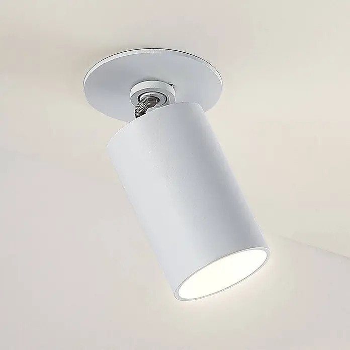 Arcchio Einbauleuchte Davin - weiß / opal, weiß / opal - Weißer, verstellbarer LED-Deckenstrahler aus Metall mit zylindrischem Kopf, der nach unten leuchtet.