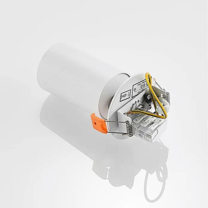 Arcchio Einbauleuchte Davin - weiß / opal, weiß / opal - Weißer zylindrischer Einbaustrahler mit sichtbaren elektrischen Anschlüssen und Befestigungsfedern.