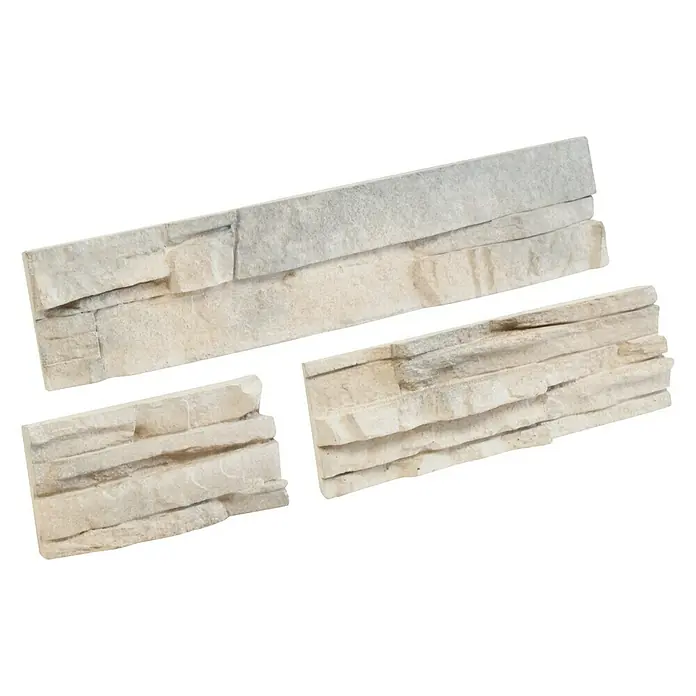 Revestimiento de piedra Petra Cuarzo - Cantidad total: 4 pzs., Cuarzo - Un bloque de revestimiento de pared de piedra decorativa, que ofrece una hermosa textura y una estética atractiva.