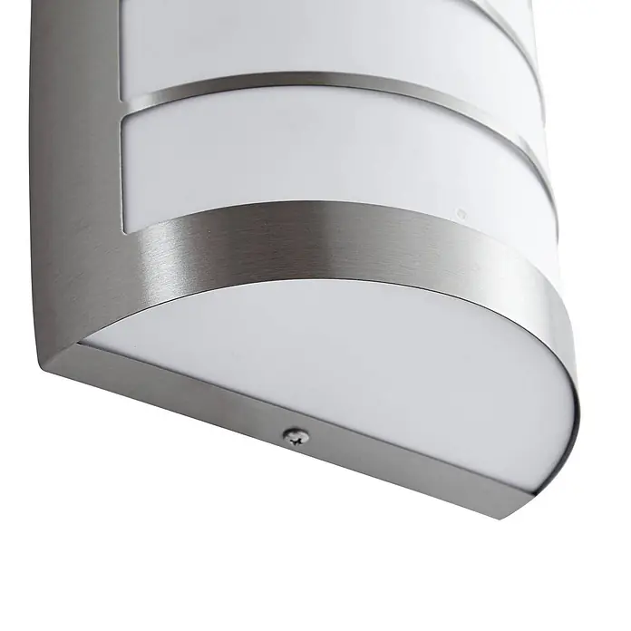 Lindby Außenwandleuchte Noyan - alu / grau / zink, alu / grau / zink, IP44 - Moderne Wandleuchte mit gebürstetem Edelstahlrahmen und weißem, lichtdurchlässigem Diffusor.