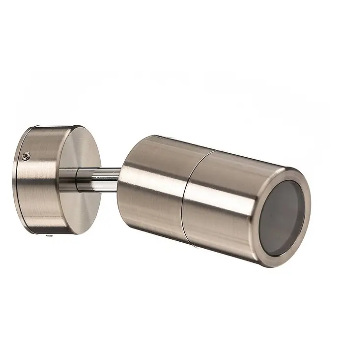 Arcchio Außenwandleuchte Kalel - alu / grau / zink, alu / grau / zink, IP54 - Wandstrahler aus gebürstetem Nickel mit zylindrischem Kopf und runder Montagebasis.