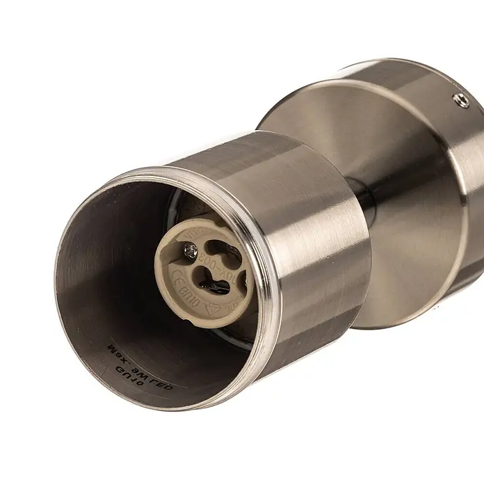 Arcchio Außenwandleuchte Kalel - alu / grau / zink, alu / grau / zink, IP54 - Zylindrische Leuchte aus gebürstetem Metall mit interner GU10-Lampenfassung.