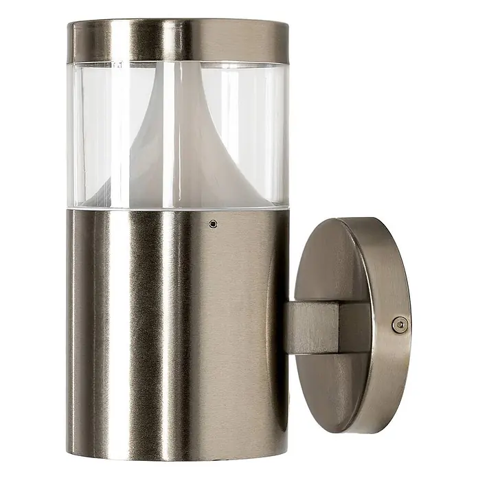 Arcchio Außenwandleuchte Rudolfine - alu / grau / zink, alu / grau / zink, IP54 - Zylindrische Wandaußenleuchte aus gebürstetem Metall mit klarem Oberteil und internem weißen Diffusor.
