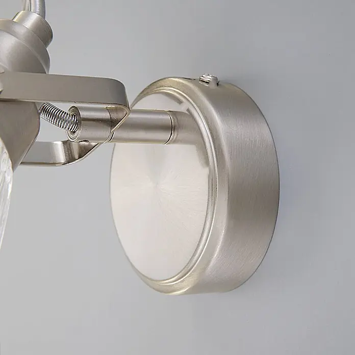 Lindby Wandleuchte Kara - L x B x H: 14 x 9 x 21 cm, alu / grau / zink, G9 - Wandmontierte Spotleuchtenbasis aus gebürstetem Silbermetall mit Gelenkarm und sichtbarer Federmechanik.