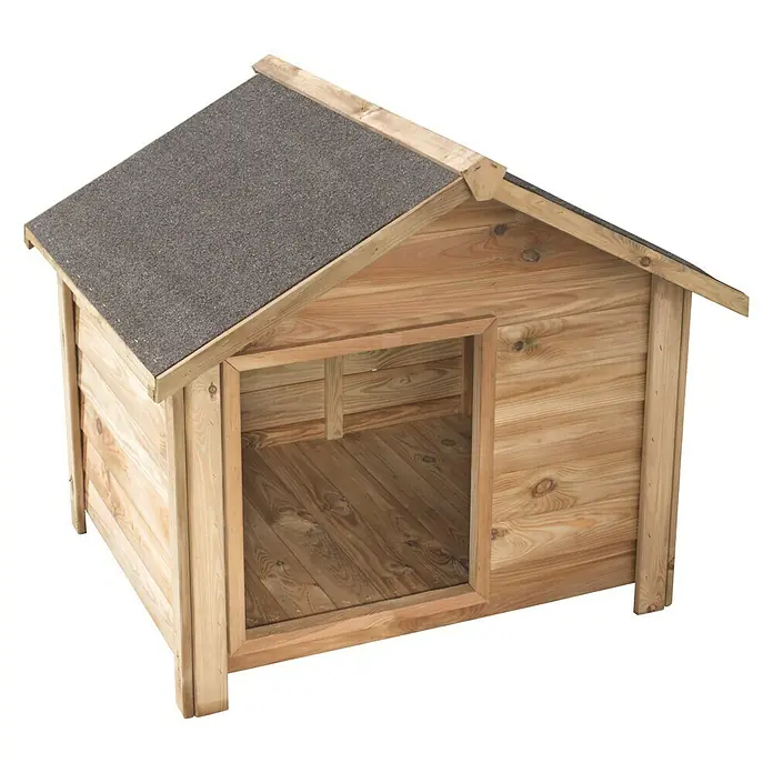 Cerland Caseta para perro Willow S - 80 x 90 x 82 cm, Madera, Natural, 80 x 90 x82 cm - Acogedora caseta de madera con techo protector para tu amigo peludo.\n