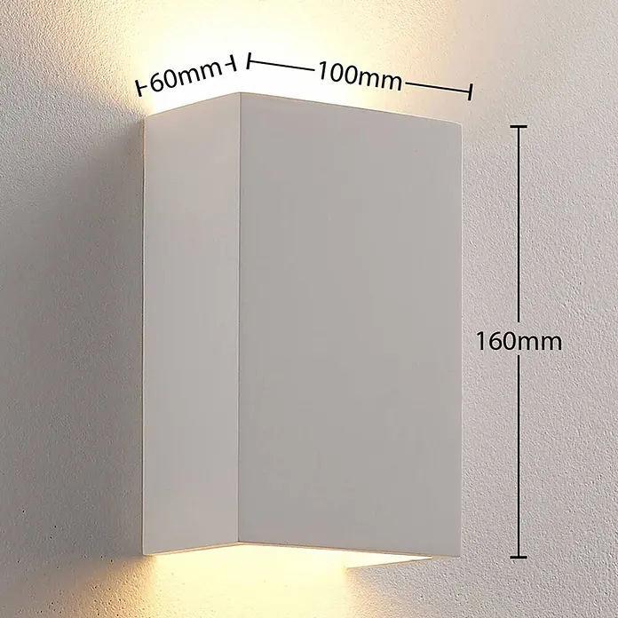 Lindby Wandleuchte Colja - weiß / opal, G9 - Rechteckige weiße Wandleuchte mit Up-Down-Beleuchtung, Maße 160x100x60mm.
