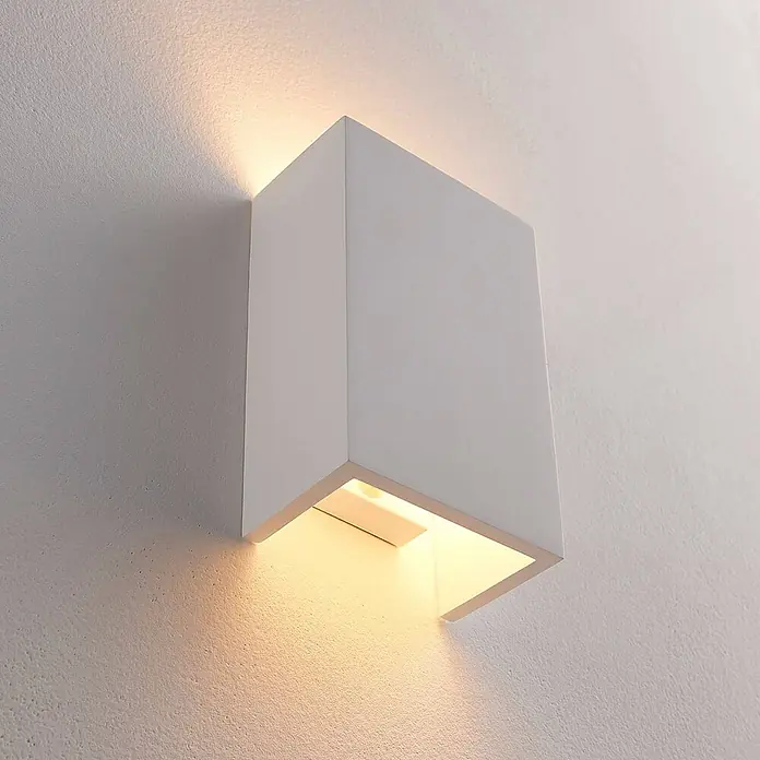 Lindby Wandleuchte Colja - weiß / opal, G9 - Moderne weiße rechteckige Wand-Up-Downlight.