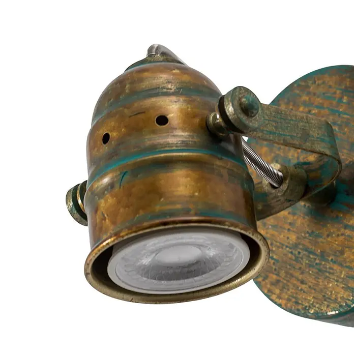 Lindby Wandleuchte Leonor - bronze / altmessing, bronze / altmessing, GU10 - Industrieller Wandstrahler aus patiniertem Messing mit Grünspan-Finish und LED-Leuchtmittel.