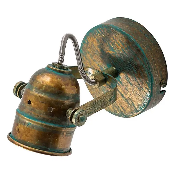 Lindby Wandleuchte Leonor - bronze / altmessing, bronze / altmessing, GU10 - Verstellbarer Wandstrahler aus gealtertem Messing mit türkisen Akzenten.