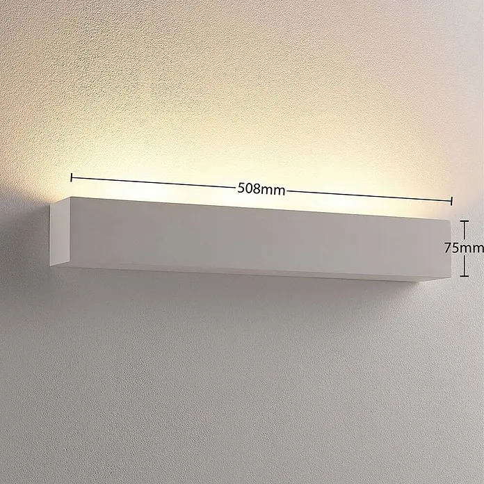 Lindby Wandleuchte Santino - weiß / opal, G9 - Weiße rechteckige Wandleuchte mit nach oben gerichteter Beleuchtung. Länge 508mm, Höhe 75mm.