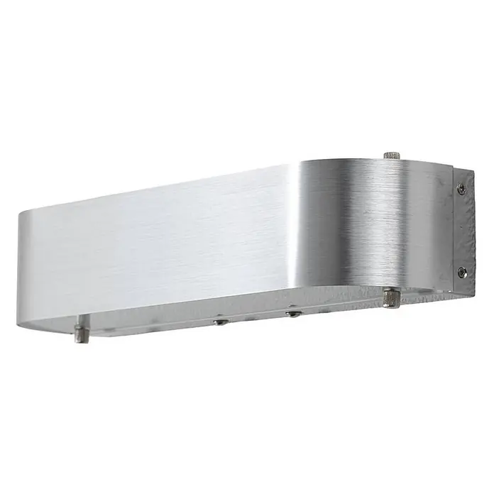 Lindby Wandleuchte Nika - alu / grau / zink, alu / grau / zink, E14 - Gebürstete Aluminium-Rechteck-Wandleuchte mit abgerundeten Enden und sichtbaren Befestigungen.
