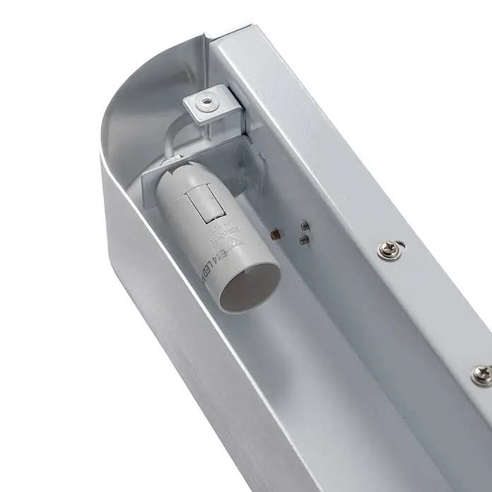 Lindby Wandleuchte Nika - alu / grau / zink, alu / grau / zink, E14 - Weißes Metall-Leuchteninnenteil mit grauer E14 LED Lampenfassung. Schrauben befestigen interne Komponenten.