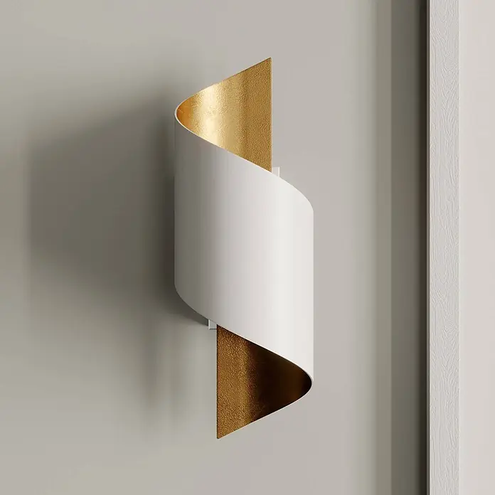 Lindby Wandleuchte Desirio - L x B x H: 10,5 x 8 x 24 cm, weiß / opal, G9 - Moderne weiße und goldene Wandleuchte für indirekte Beleuchtung.