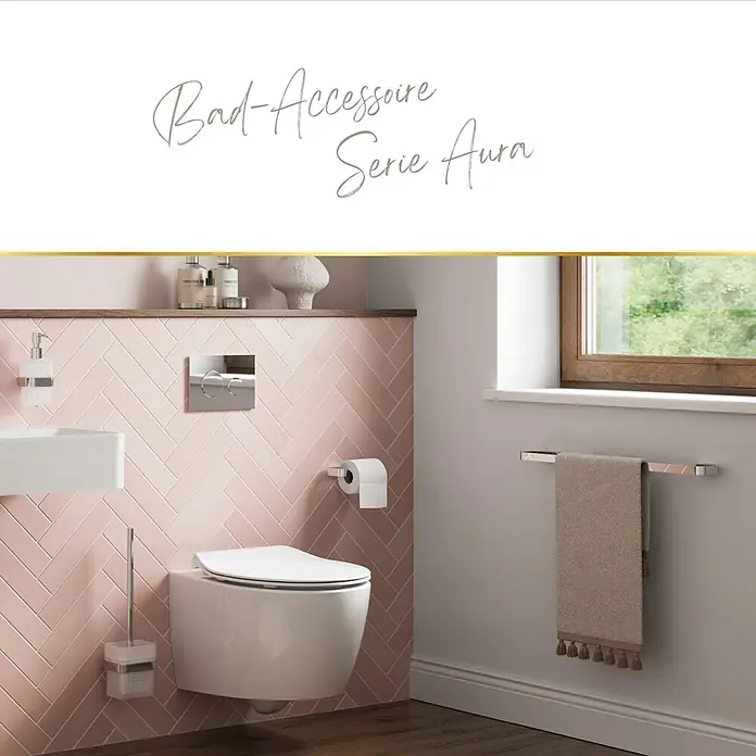 Lenz Aura Handtuchring - Chrom, Glänzend - Moderne Bad-Accessoires aus Metall: Handtuchhalter, Toilettenpapierhalter, WC-Bürste und Spülplatte in einem Bad.