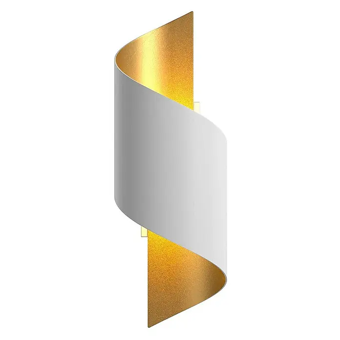 Lindby Wandleuchte Desirio - L x B x H: 10,5 x 8 x 24 cm, weiß / opal, G9 - Weiße spiralförmige Wandleuchte mit warmer goldener Innenseite.