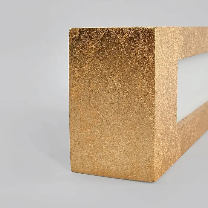 Lindby Wandleuchte Emina - L x B x H: 9,5 x 36 x 6 cm, messing / gold, E14 - Rechteckige Blattgold-Leuchte mit transluzenter weißer Öffnung.