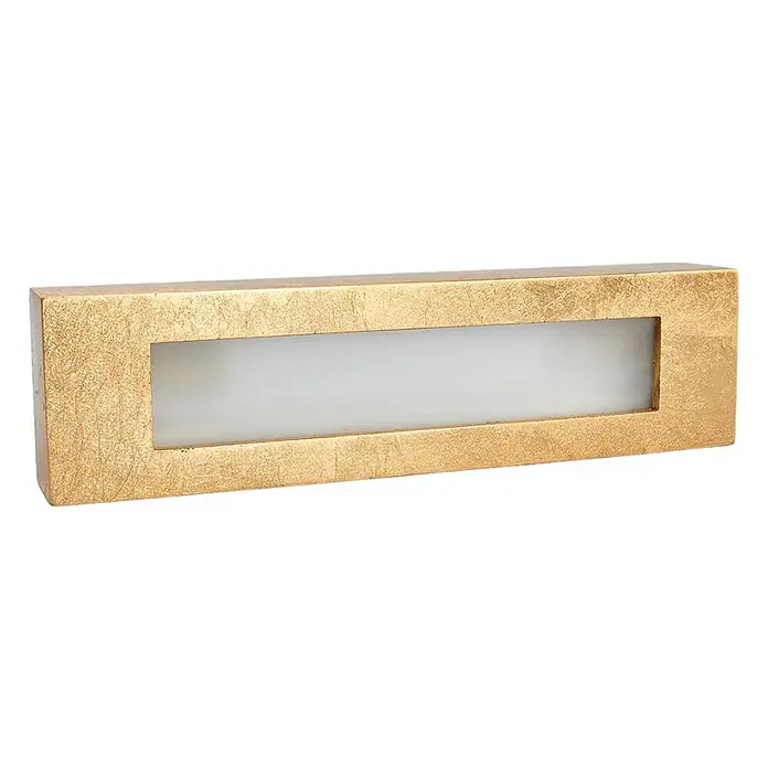 Lindby Wandleuchte Emina - L x B x H: 9,5 x 36 x 6 cm, messing / gold, E14 - Rechteckige Wandleuchte mit strukturierter Goldoberfläche und mattweißer Platte.