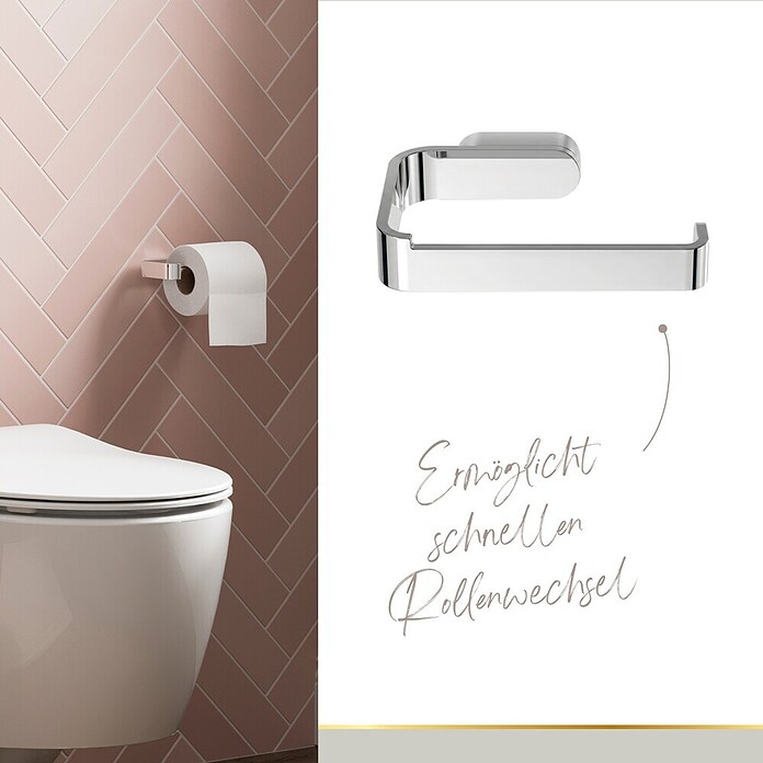 Lenz Aura Toilettenpapierhalter (Ohne Deckel, Chrom, Glänzend)