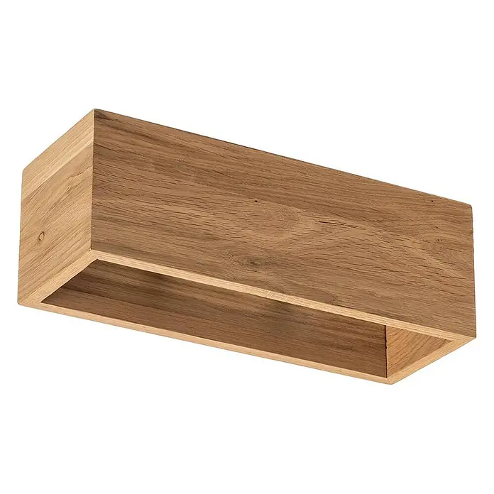Envostar Wandleuchte Kubiko - L x B x H: 14 x 33 x 11 cm, Holz hell, Holz hell, G9 - Offenes, rechteckiges Wandregal aus Eichenholz.