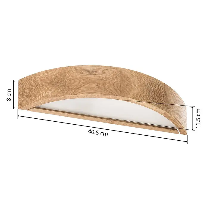 Envostar Wandleuchte Kerio - L x B x H: 11,5 x 40,5 x 8 cm, Holz hell, E27 - Geschwungene Holz-Wandleuchte mit weißem Diffusor, 40,5 cm lang, 8-11,5 cm hoch.