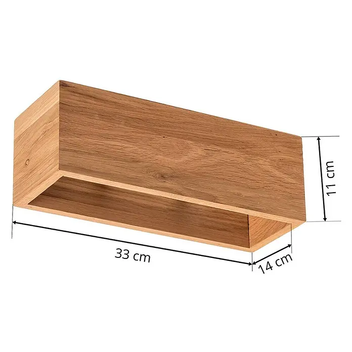 Envostar Wandleuchte Kubiko - L x B x H: 14 x 33 x 11 cm, Holz hell, Holz hell, G9 - Rechteckiges Wandregal aus natürlichem Eichenholz, 33 cm breit, 11 cm hoch und 14 cm tief.