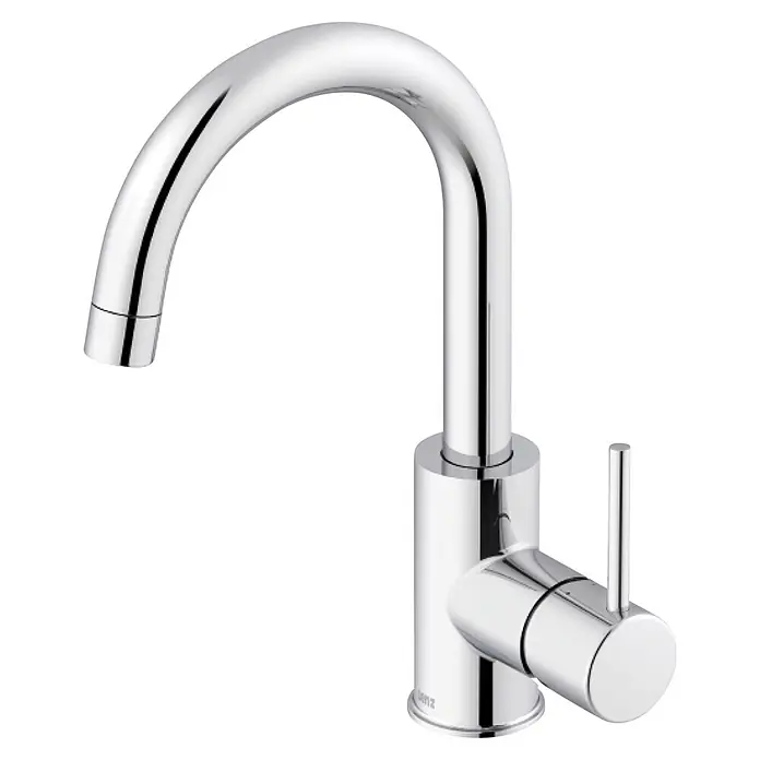 Lenz Bow Waschtischarmatur 2 - Chrom, Glänzend - Polierter Chrom-Küchenarmatur mit hohem Bogenauslauf und Einhebelgriff.
