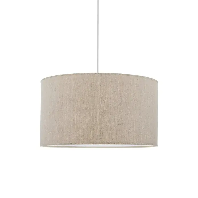 PR Home Pendelleuchte Sara - 15 W, E27 - Hellbrauner zylindrischer Stoff-Pendelleuchtenschirm.