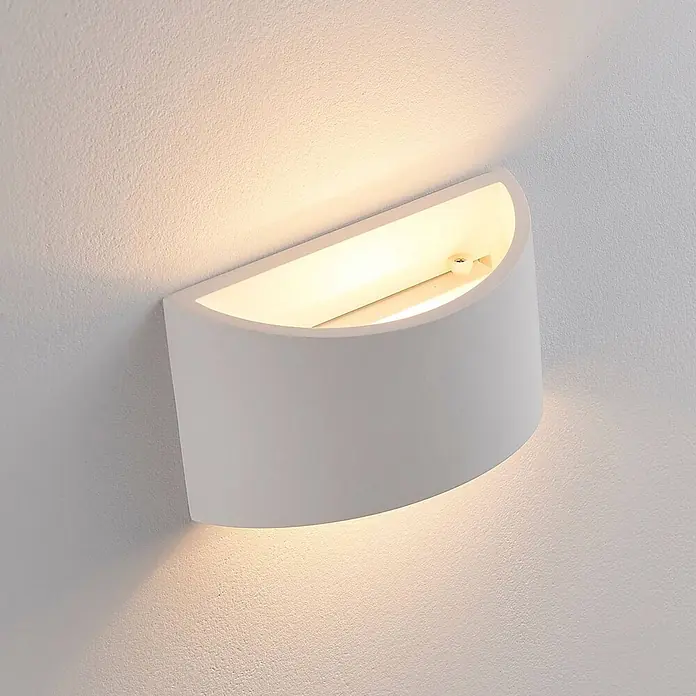 Lindby Wandleuchte Heiko - L x B x H: 8,5 x 20 x 12 cm, weiß / opal, G9 - Weiße, halbrunde Wandleuchte, die indirekt nach oben und unten leuchtet.