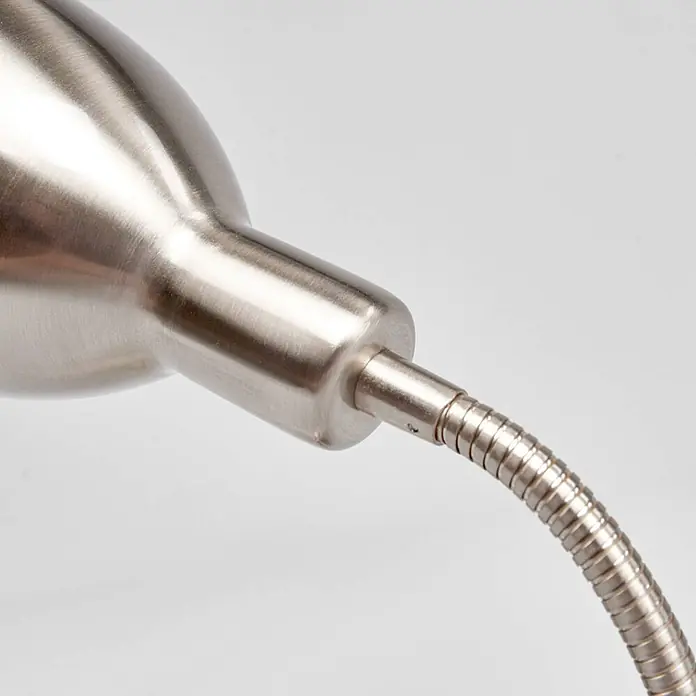 Lindby Wandleuchte Amrei - alu / grau / zink, alu / grau / zink, E14 - Lampenkopf aus gebürstetem Metall mit flexiblem Schwanenhals.
