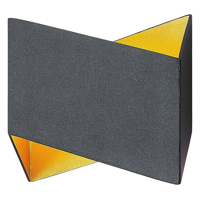 Arcchio Wandleuchte Assona - schwarz, G9 - Strukturierte dunkelgraue geometrische Wandleuchte mit goldgelben Innenakzenten.