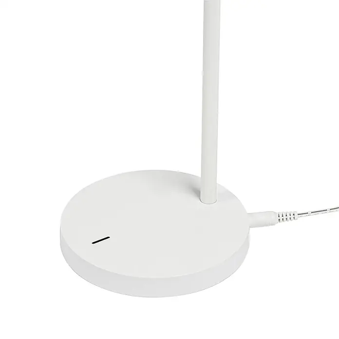 Lindby Tischleuchte Ailina - weiß / opal, weiß / opal - Weiße, runde Lampenbasis mit vertikalem Ständer, Netzkabel und Touch-Bedienung.