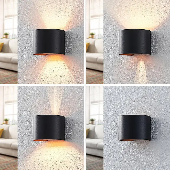 Arcchio Wandleuchte Zuzana - L x B x H: 11,2 x 13 x 9,7 cm, schwarz, G9 - Schwarze Metall-Wandleuchte mit goldenem Innenraum, die warmes Licht nach oben und unten abgibt.