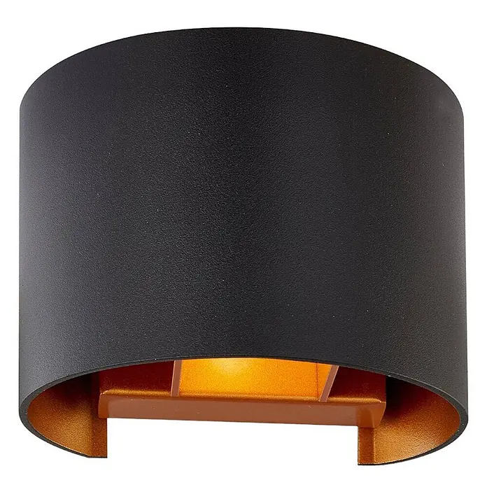 Arcchio Wandleuchte Zuzana - L x B x H: 11,2 x 13 x 9,7 cm, schwarz, G9 - Schwarze zylindrische Wandleuchte mit goldfarbener Innenseite.