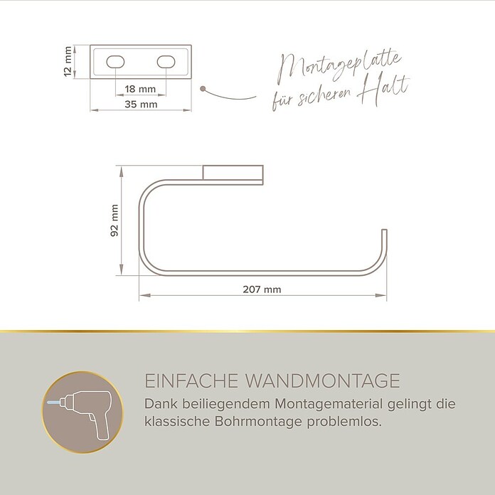 Lenz Aura Handtuchring (Chrom, Glänzend)