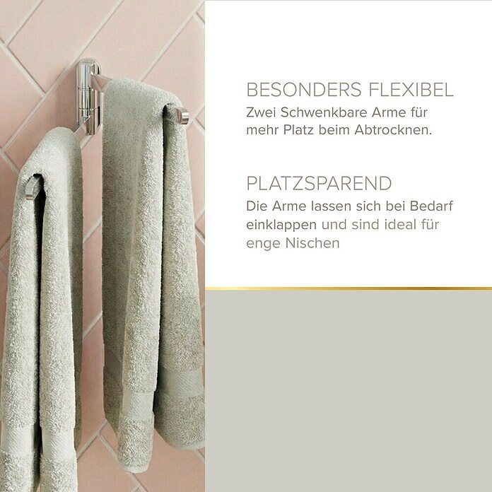Lenz Aura Handtuchhalter (Breite: 6,5 cm, Silber, Glänzend)